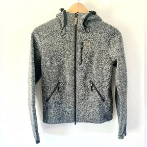 66 Degrees North Vindur Grey Knit  Wool Blend Hooded Jacket Size Small